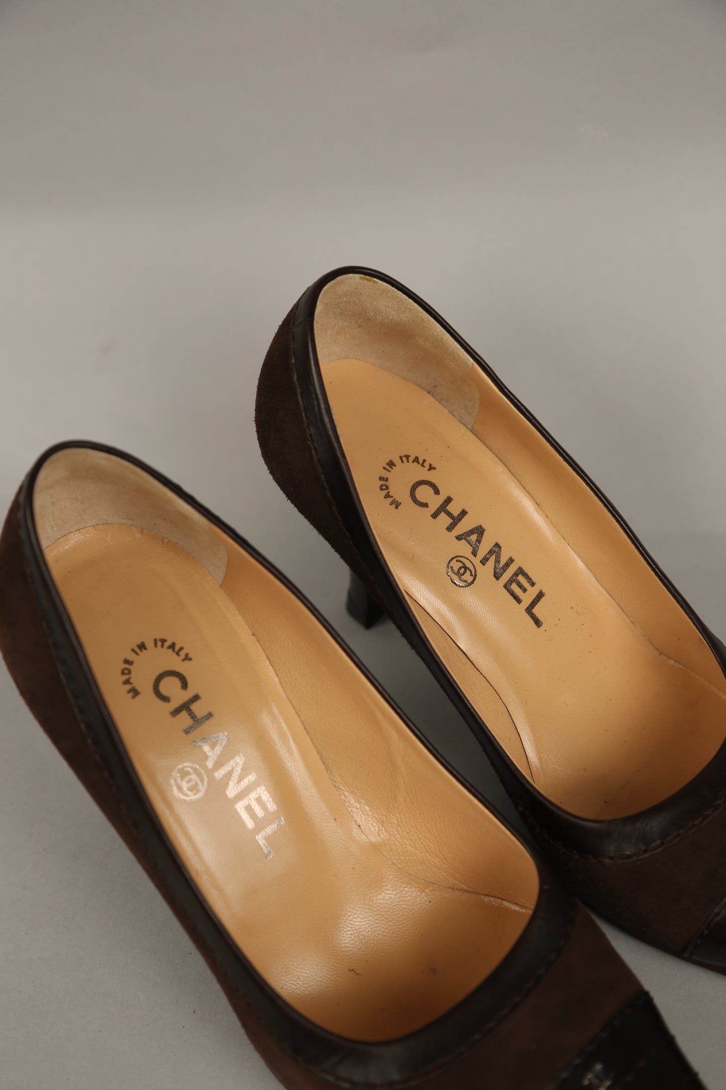 Rare CHANEL Brown Suede Heels