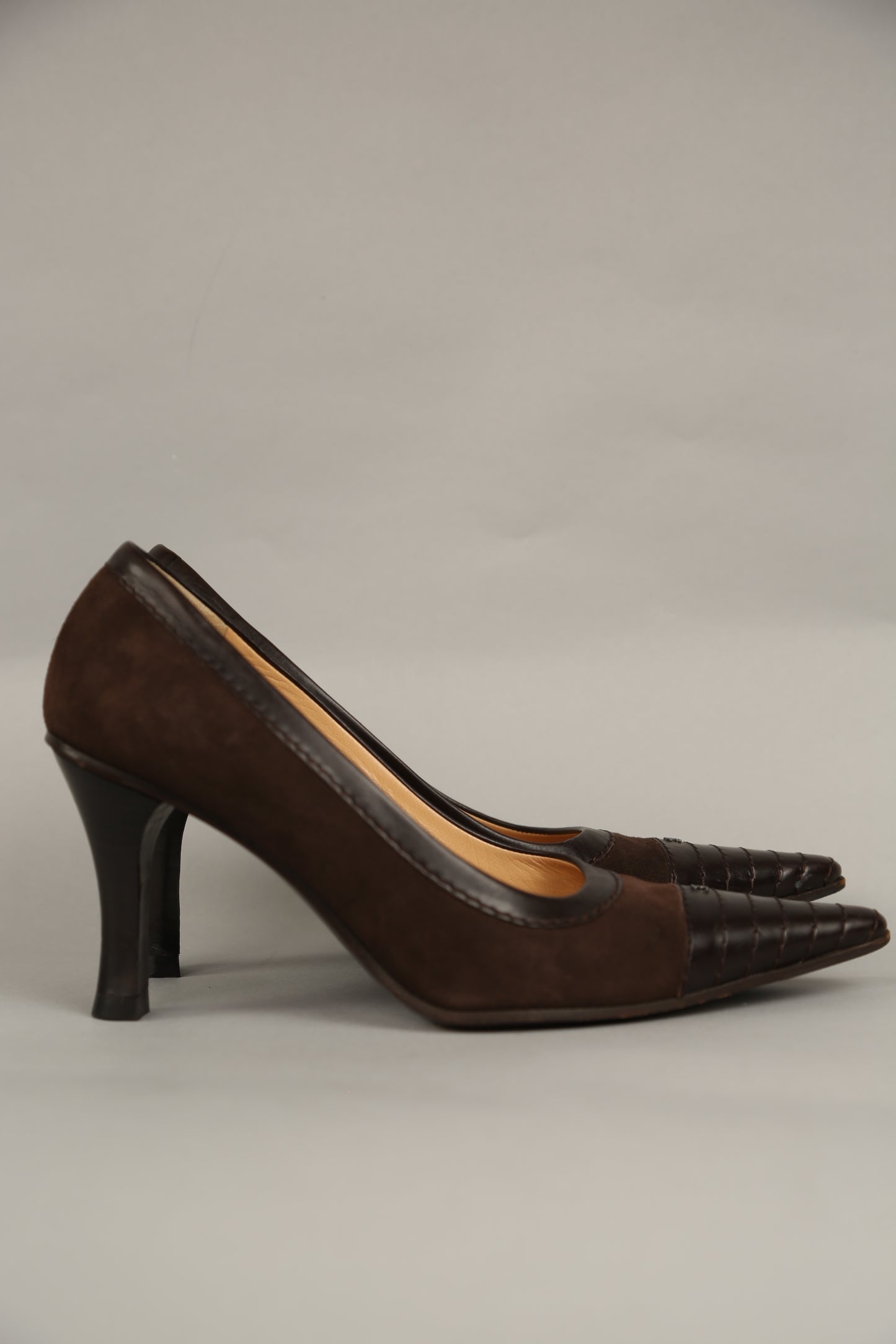 Rare CHANEL Brown Suede Heels