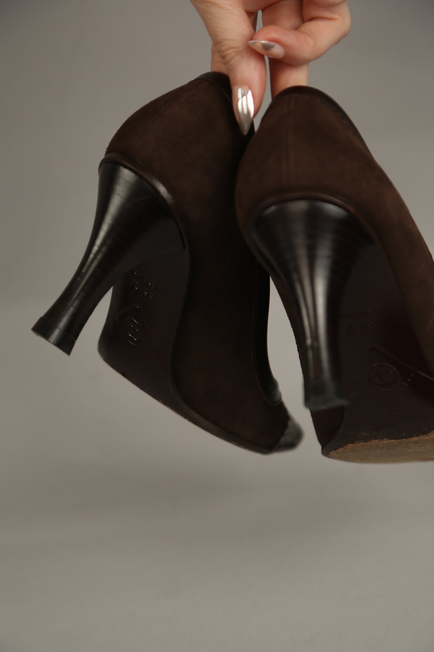 Rare CHANEL Brown Suede Heels
