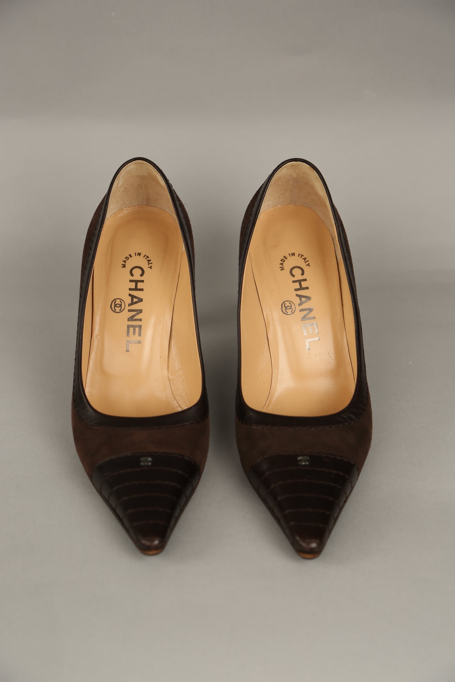 Rare CHANEL Brown Suede Heels