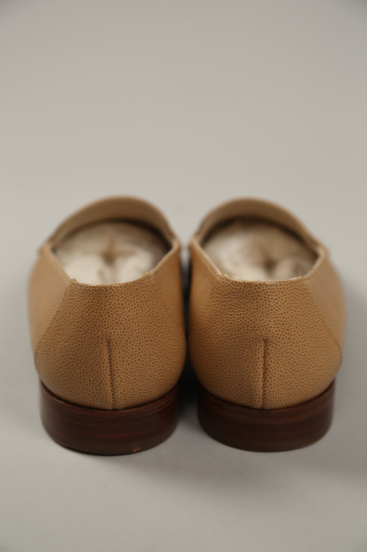 CHANEL Brown Caviar Leather Loafers