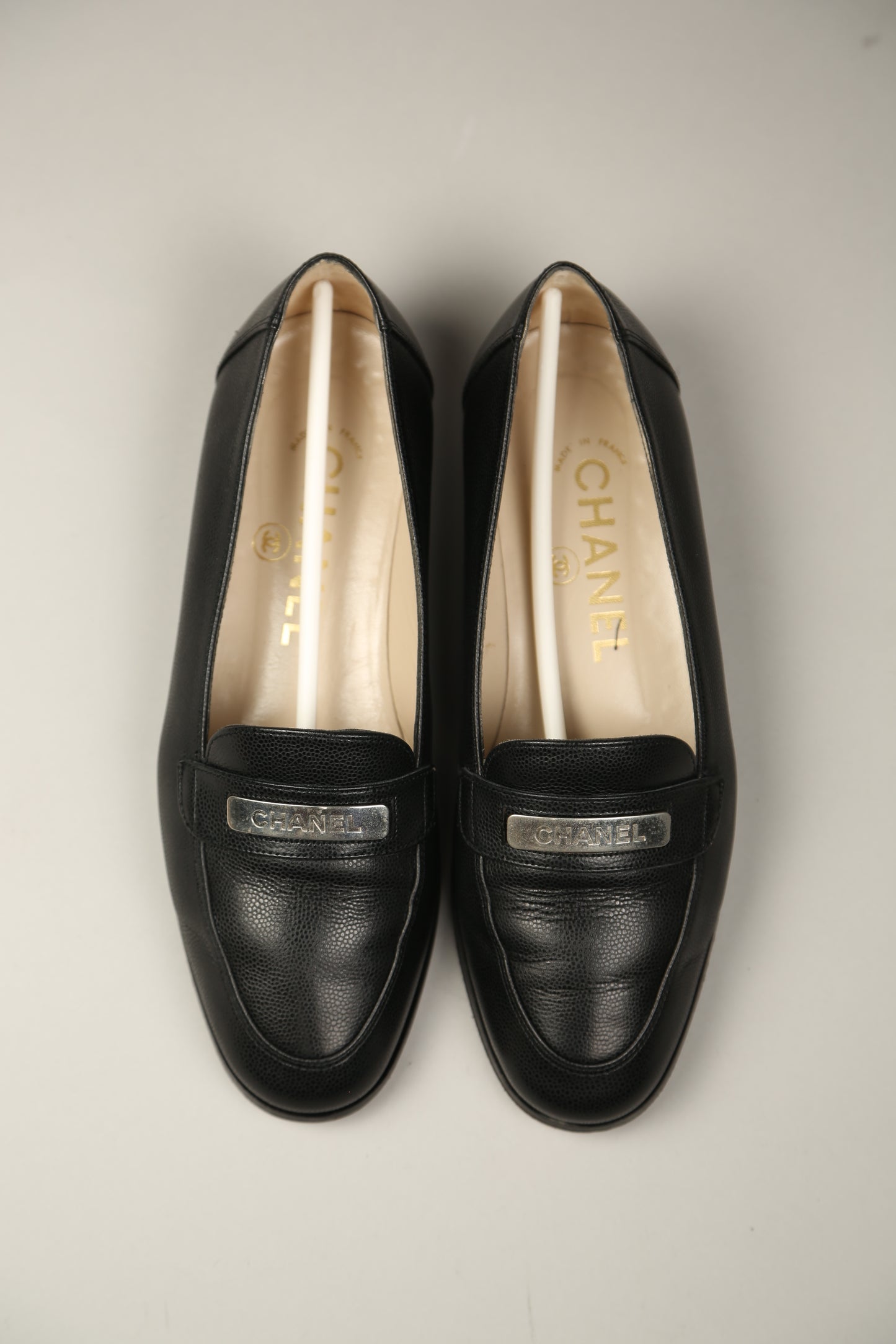 CHANEL Black Caviar Leather Loafer