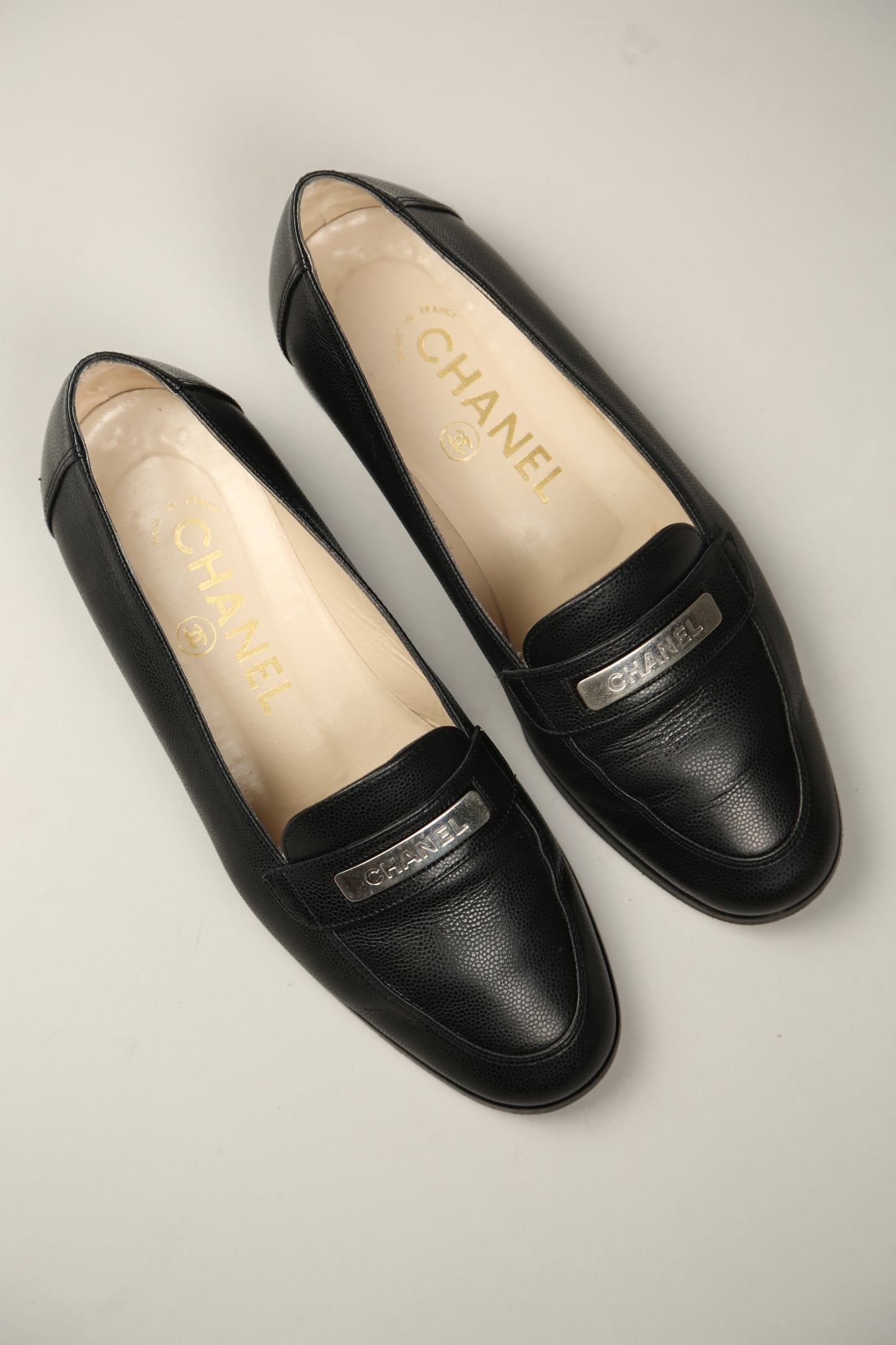 CHANEL Black Caviar Leather Loafer
