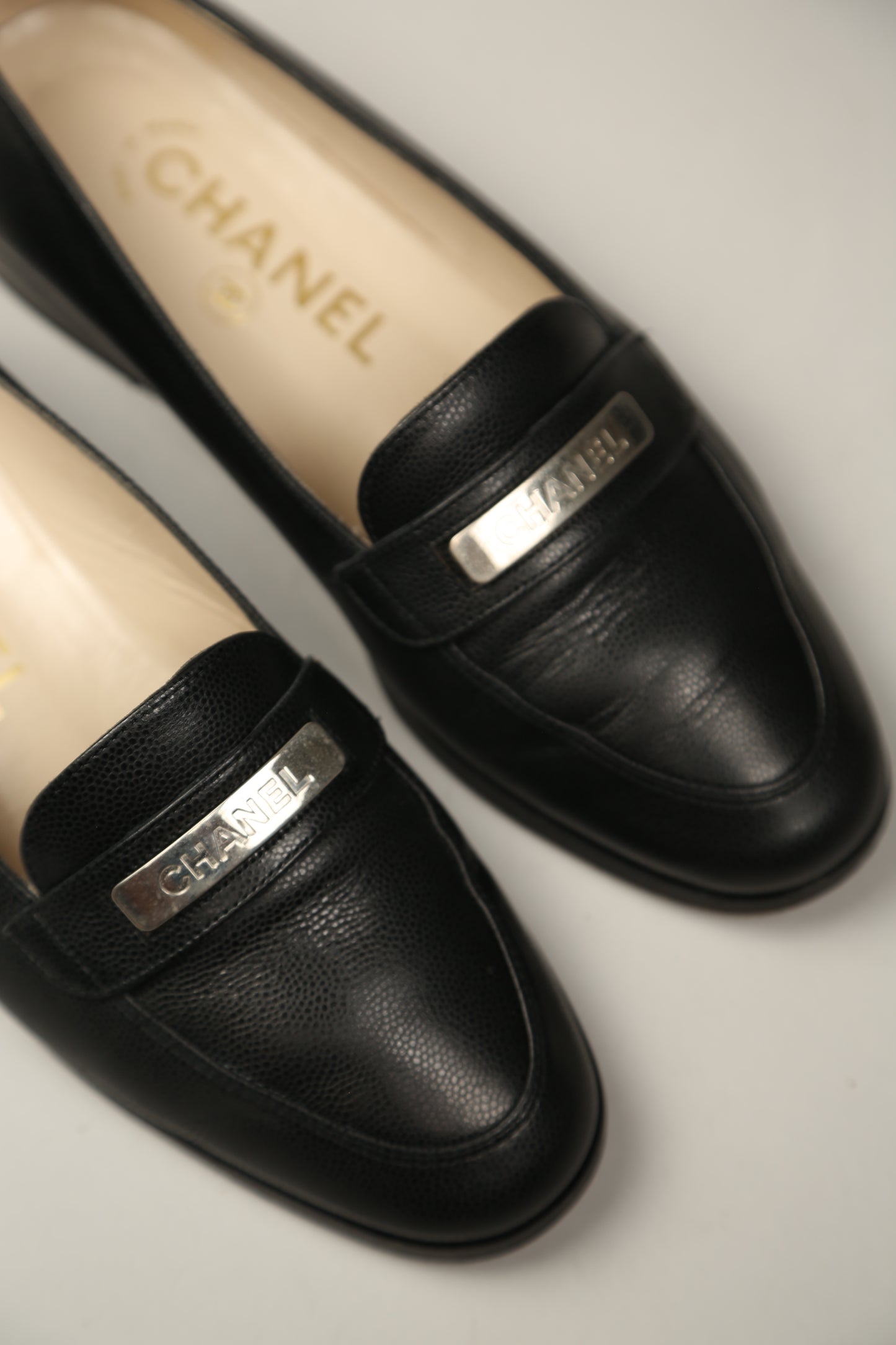 CHANEL Black Caviar Leather Loafer