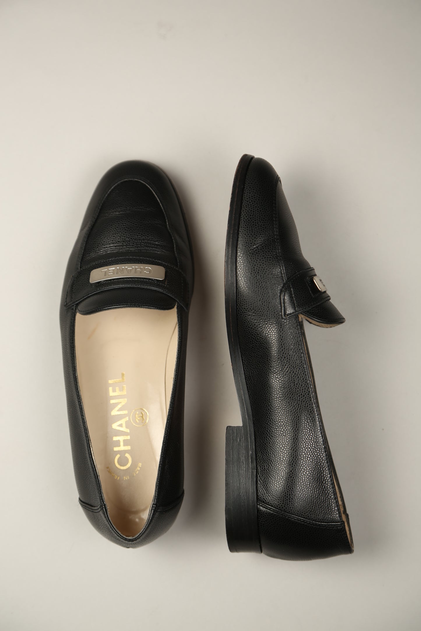 CHANEL Black Caviar Leather Loafer