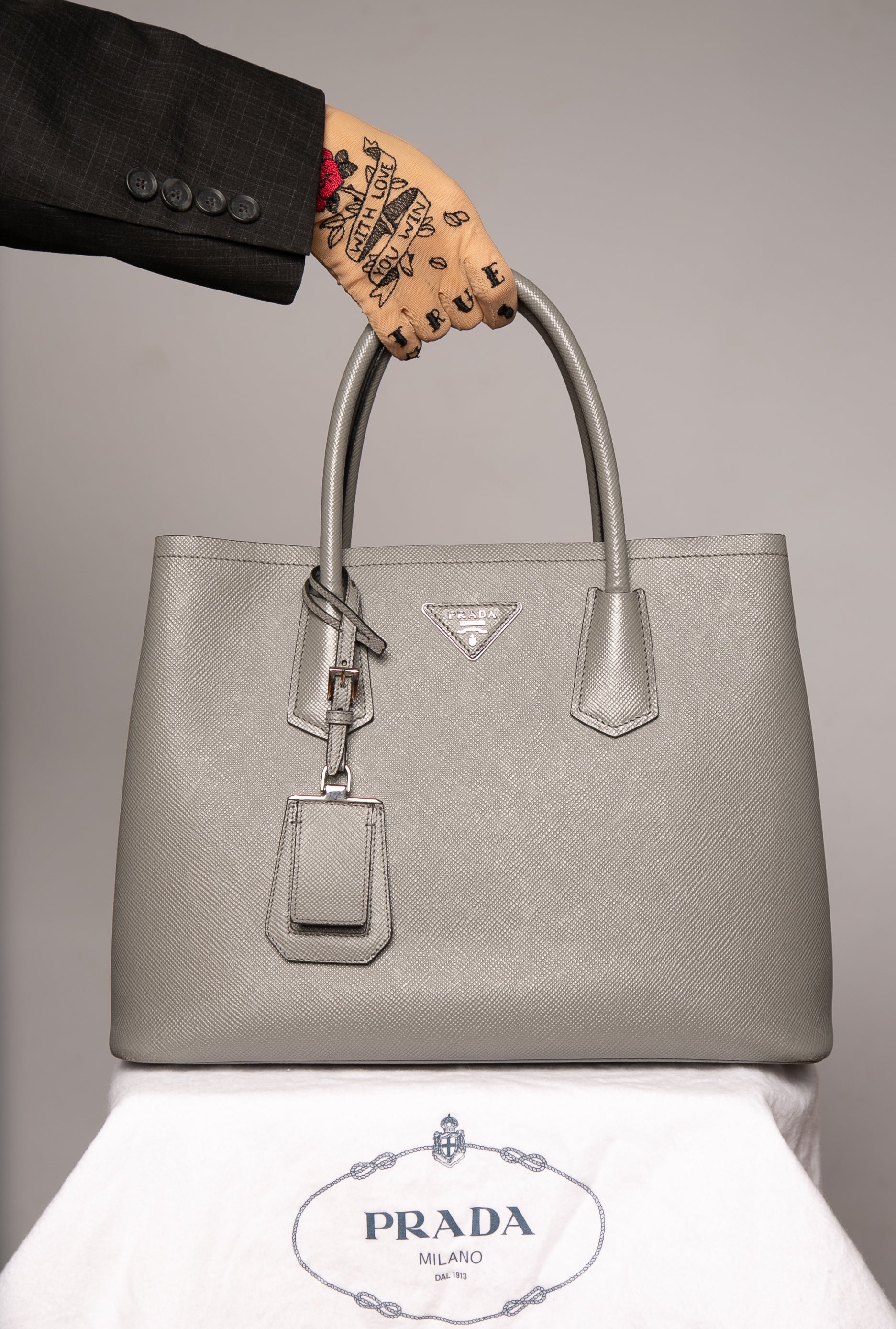 Medium Saffiano Leather Double Prada Bag